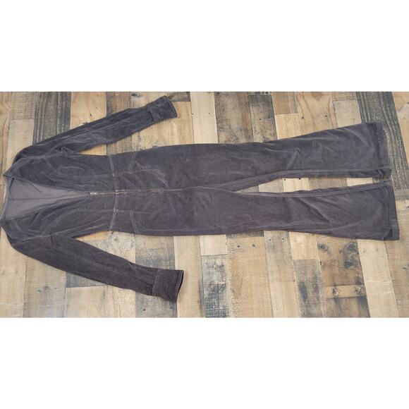 Free People Brown Jovi Soft Corduroy Jumpsuit Flared Leg Deep V Retro Hippie XS - Picture 1 of 15
